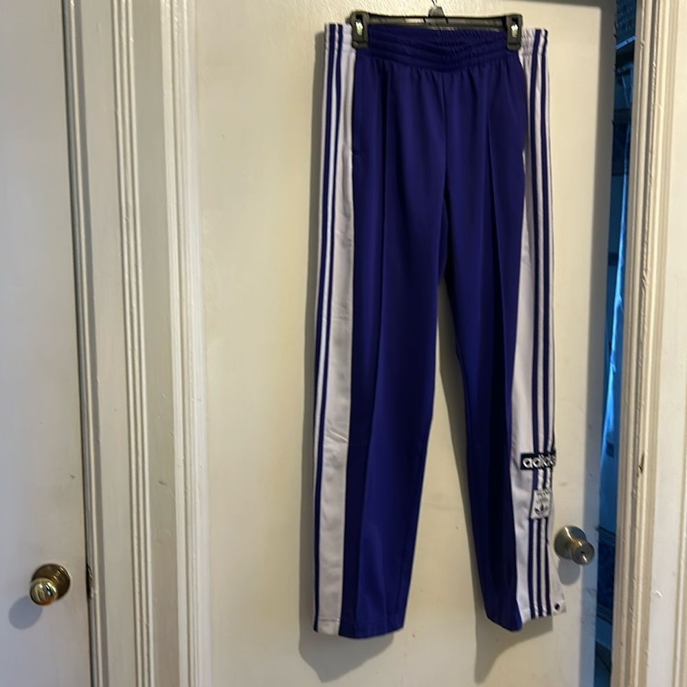 Adidas Purple Track Pants with White Stripes